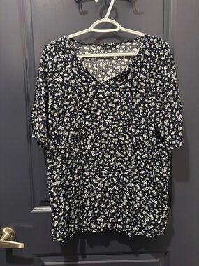 Blue BloomChic Floral Blouse